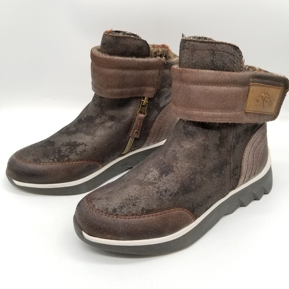 OTBT Women Outgoing Cold Weather Boots Sz 6 M Brown Leather Wool Lining‎ Ankle